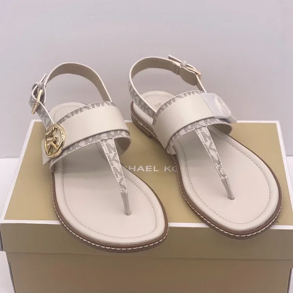 Michael Kors Women's White and Gold Sandals - Picture 3 of 9